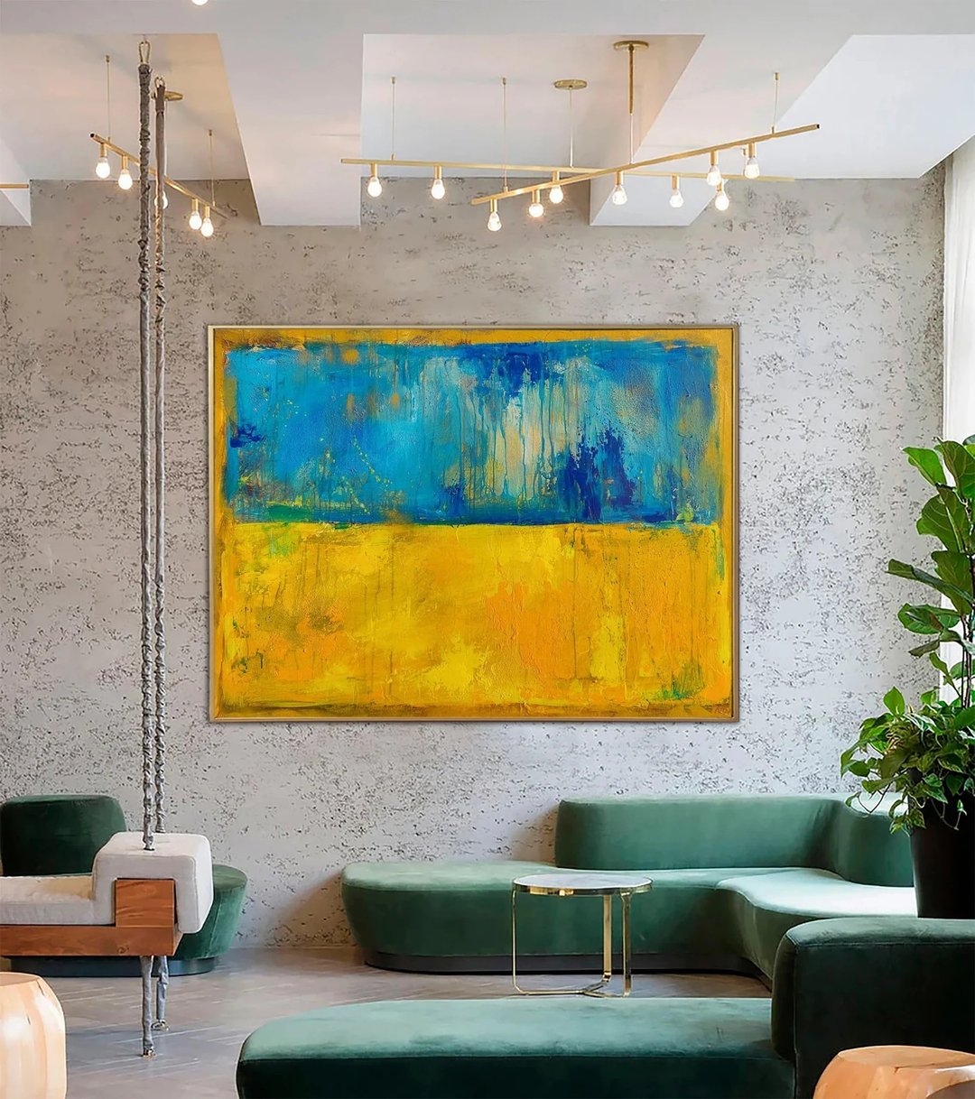 Abstract Blue And Yellow Paintings On Canvas Ukrainian Flag Stand with Ukraine - 墙贴/壁贴 - 压克力 黄色