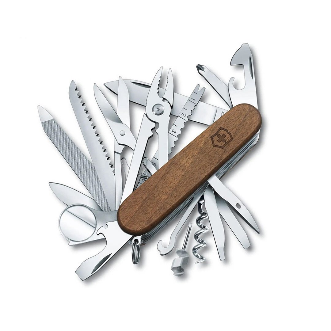 VICTORINOX 瑞士维氏 瑞士刀 Swiss Champ Wood 胡桃木 1.6791.63 - 露营用品 - 木头 咖啡色