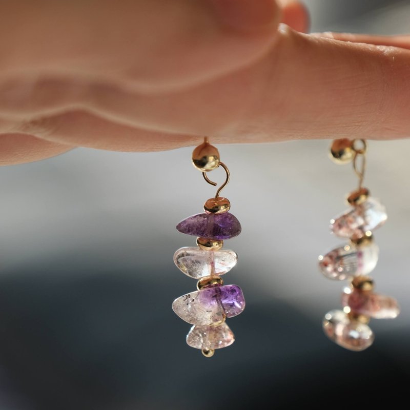 超级七 手工制水晶耳环│净化气场 桃花姻缘 爱情人缘 开运过年 - 耳环/耳夹 - 水晶 多色