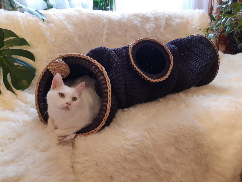猫隧道宠物床钩针钩针猫屋 - 床垫/笼子 - 聚酯纤维 