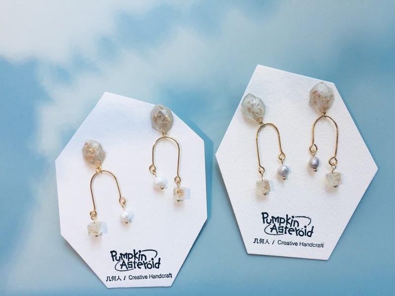 流星幻想系列-双尾小天秤 耳饰\耳钉 - 耳环/耳夹 - 树脂 