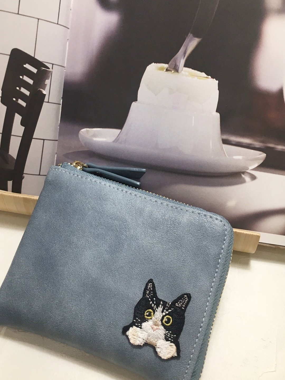 猫 L型拉錬零钱包 短夹 卡夹 生日 闺蜜 圣诞 情人节 毕业礼物 - 皮夹/钱包 - 防水材质 