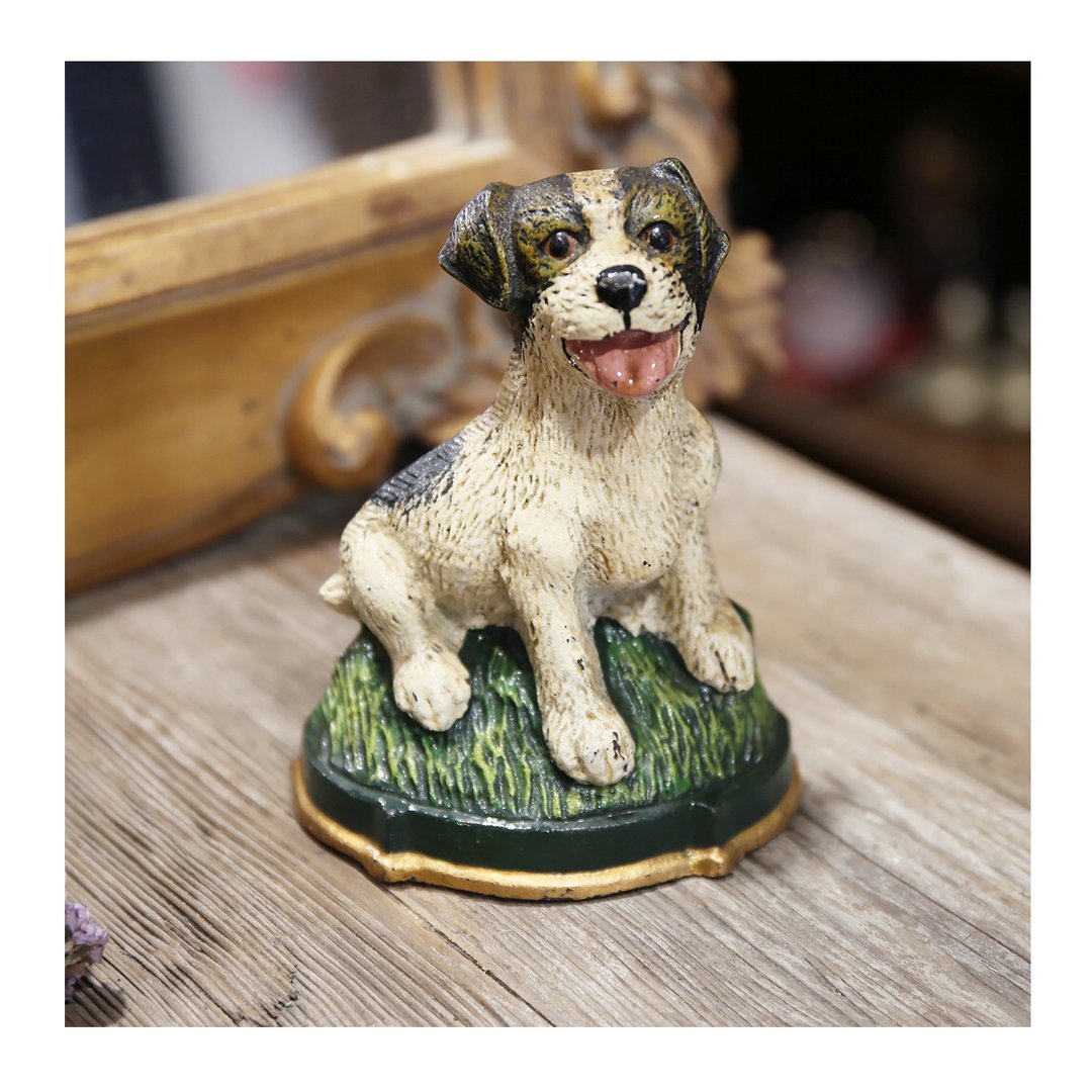 美国老件。可爱梗犬造型铸铁门挡。彩绘金属.保存良好。品相优 - 其他 - 其他金属 