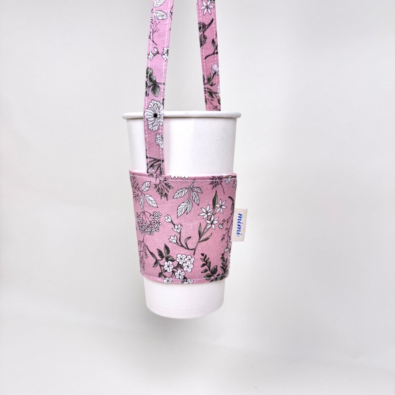 Floral 花朵 饮料提袋 - 随行杯提袋/水壶袋 - 棉．麻 多色