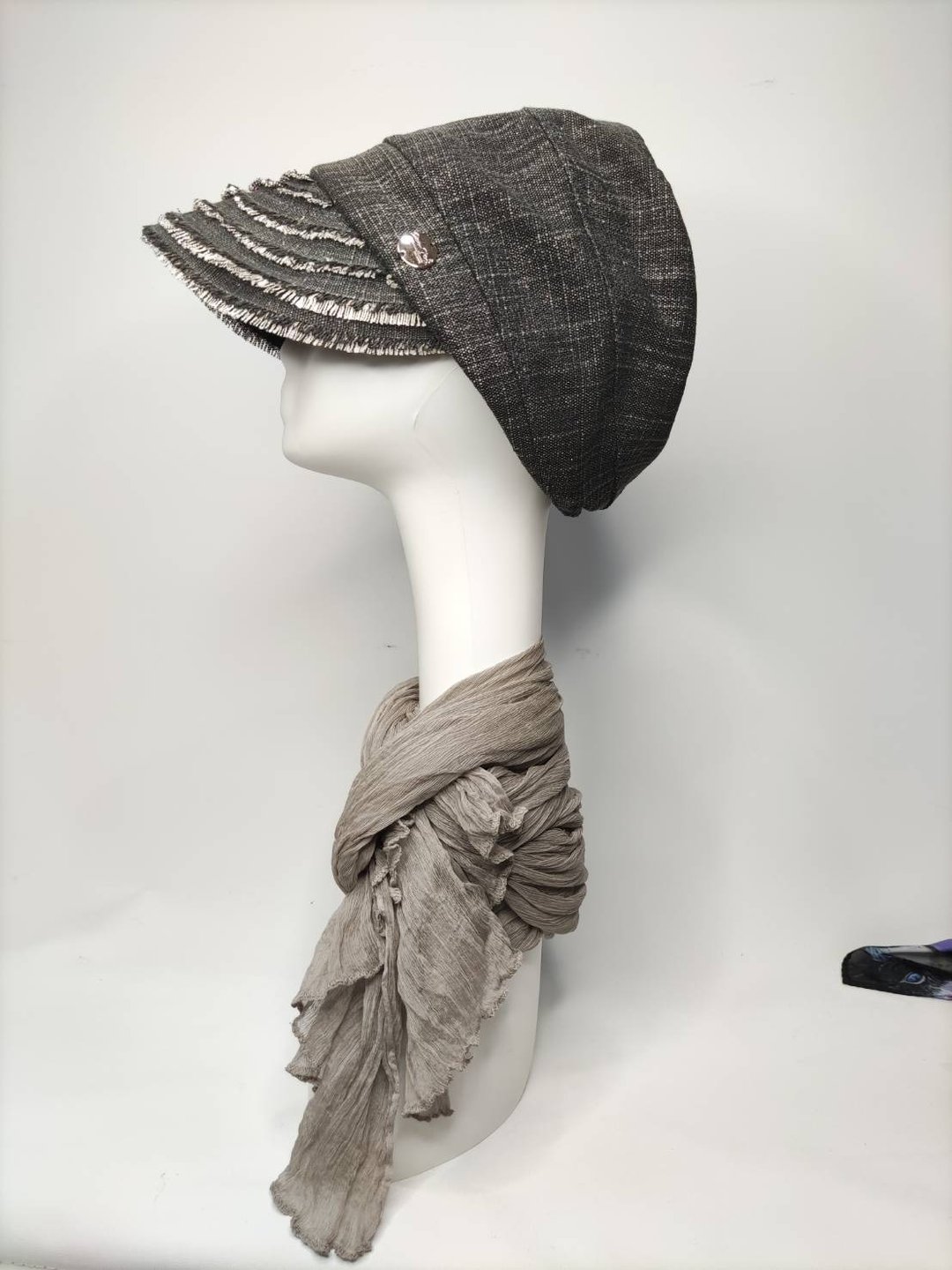 DYM Fashion莫兰迪灰 法式贝蕾报童帽 订制帽-小众设计师品牌 - 帽子 - 棉 灰色