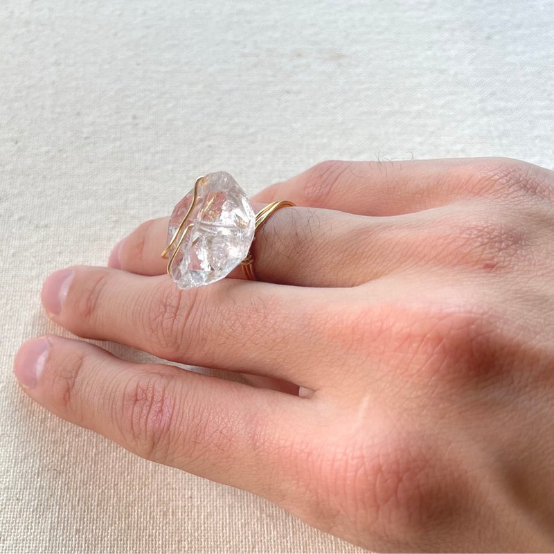 星野绕线戒指/高品质闪灵钻/天然/水晶/能量石/戒指/晶石040101 - 戒指 - 水晶 透明