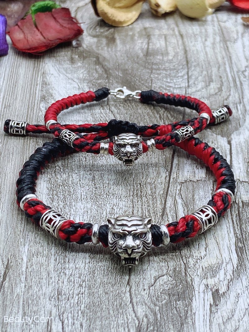 情侣对链。霸气虎头。蜡线手环。幸运手链。纯银。正偏财。贵人。 - 手链/手环 - 纯银 多色