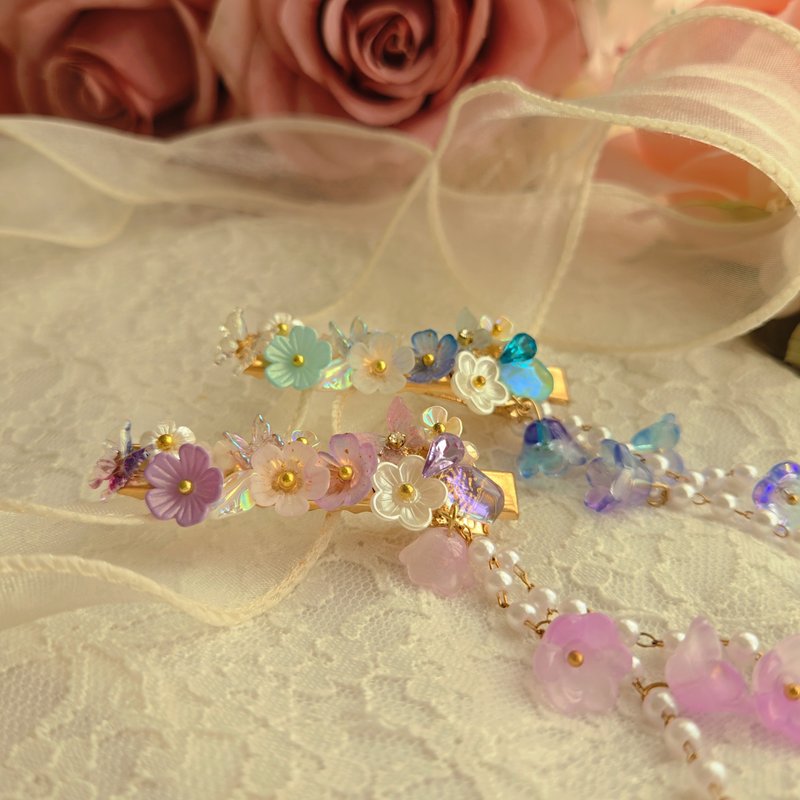 花园圆舞曲・发夹  珍珠 水晶 原创 手作 送礼 - 发饰 - 其他金属 