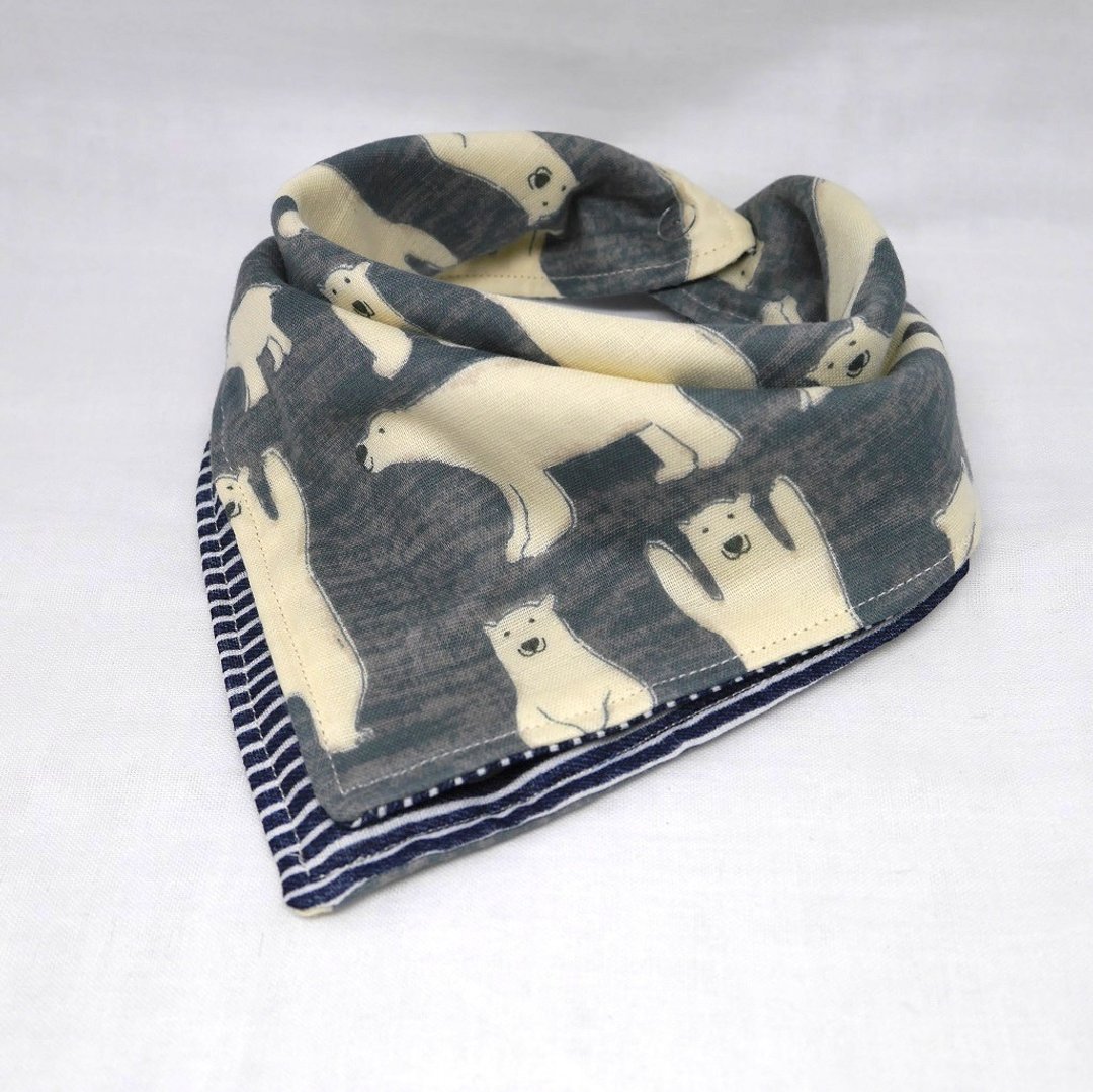 Japanese Handmade 6-layer-gauze Baby Bib - 围嘴/口水巾 - 棉 灰色