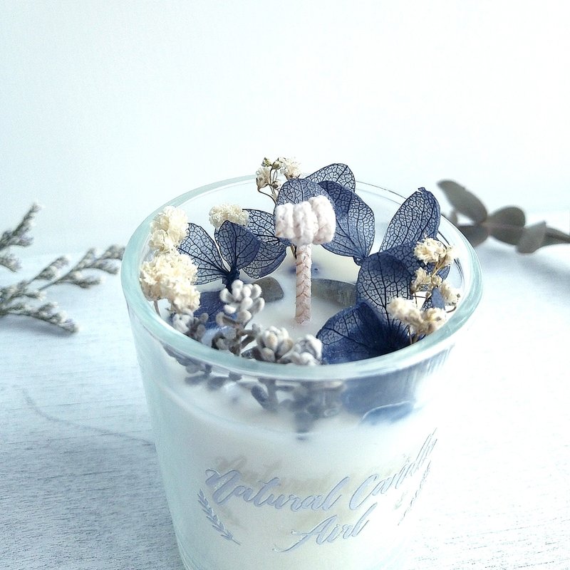 干燥花晶石玻璃小杯蜡烛 | 月光石 天然大豆香氛蜡烛 | 生日礼物 - 蜡烛/烛台 - 玻璃 黑色