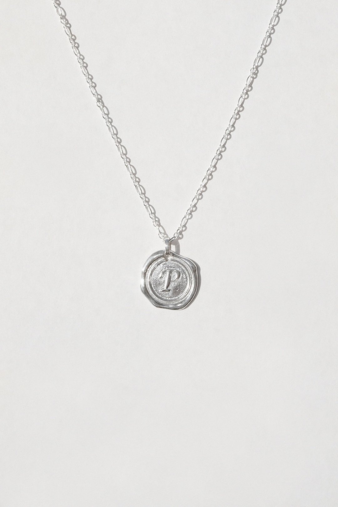 Wax Seal Initial Necklace A-Z 封蜡项链 - 项链 - 纯银 银色