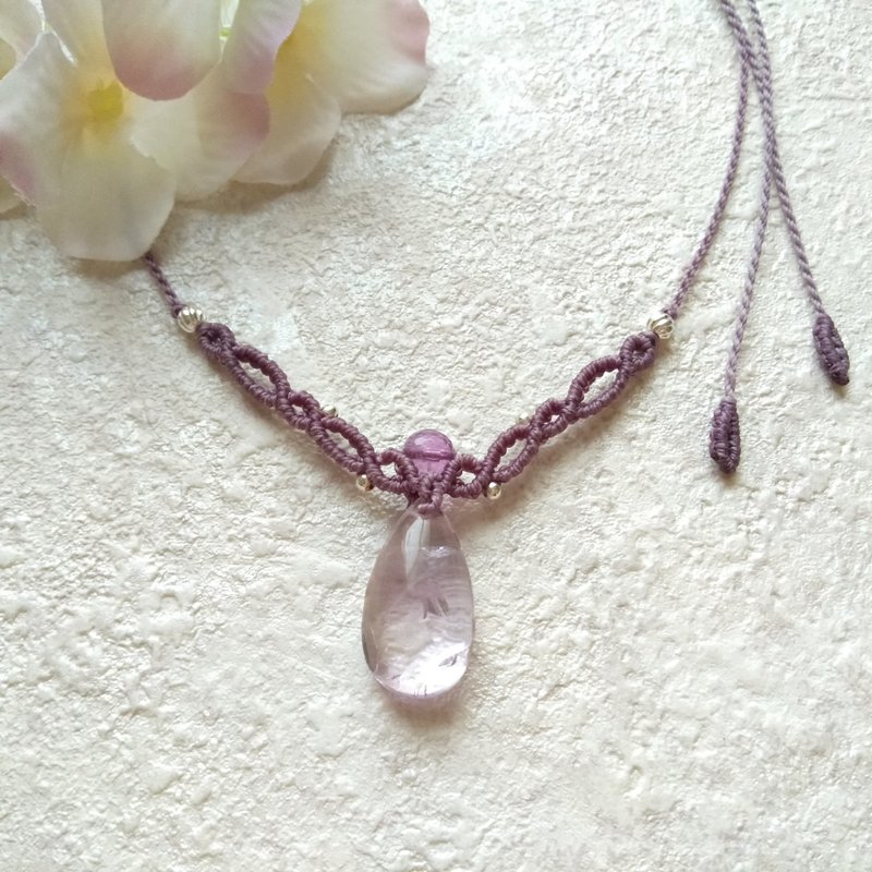 紫漾。薰衣草紫水晶。南美巴西蜡线编织项链 - 项链 - 水晶 紫色