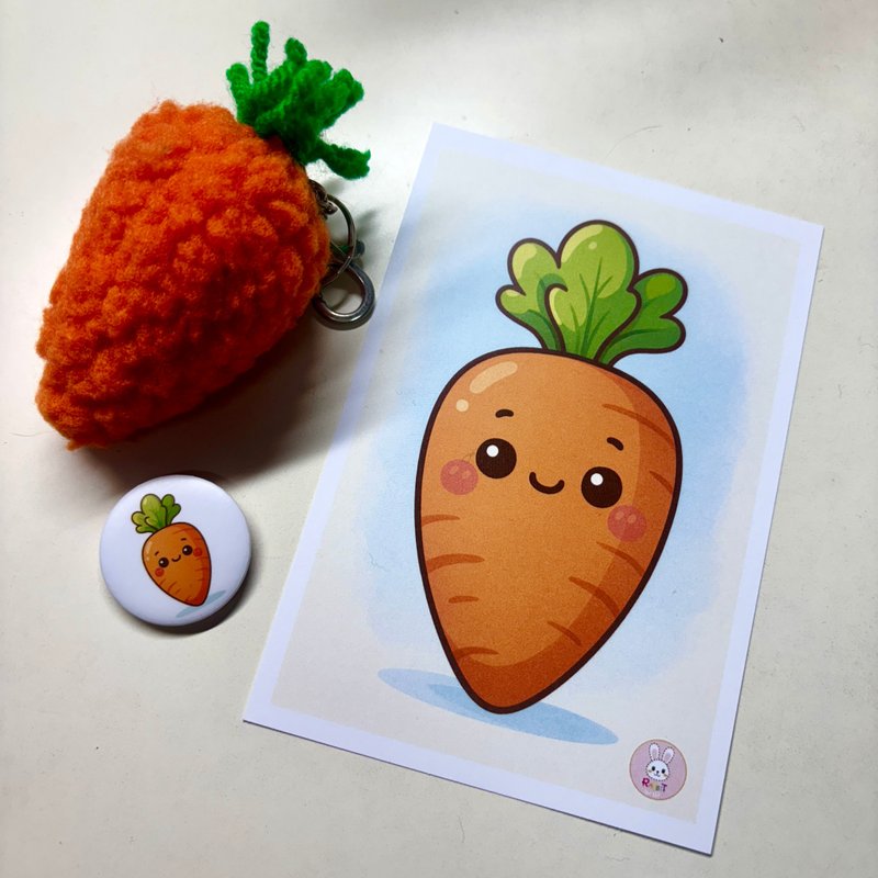 RABBIT LULU  红萝卜  红菜头 钥匙圈 吊饰 明信片别针组 - 徽章/别针 - 其他材质 橘色