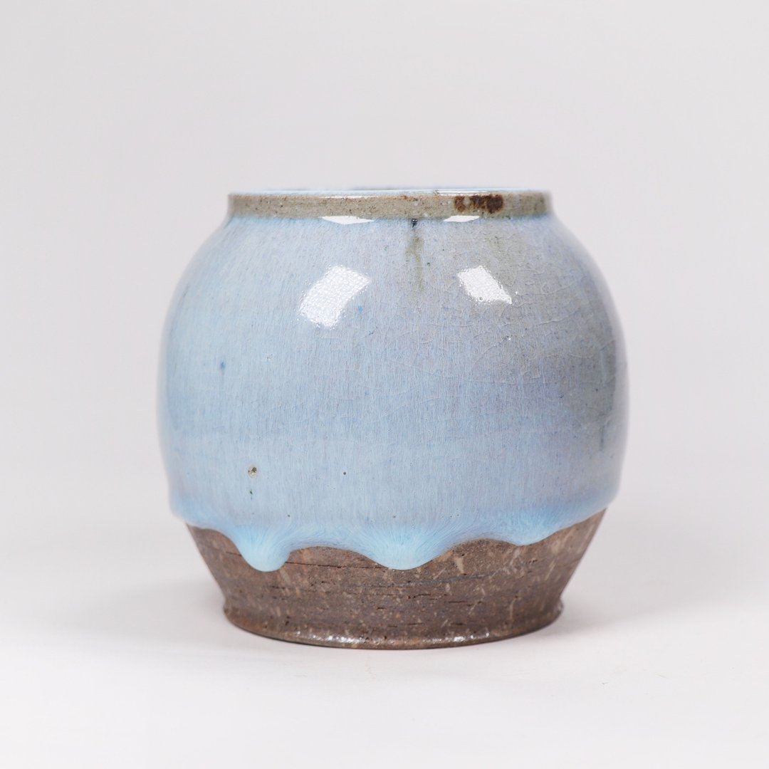 明芽窑 l 柴烧汝釉裂纹罐 - 茶具/茶杯 - 陶 蓝色