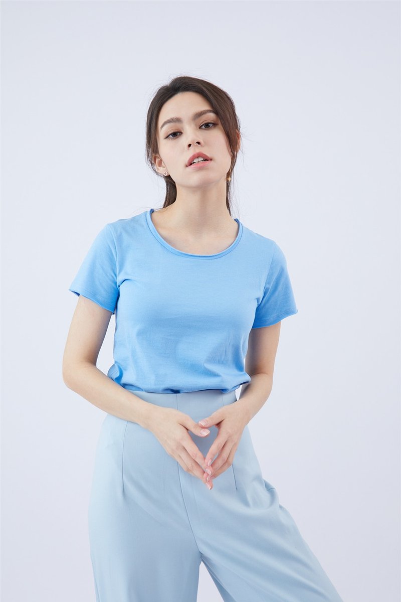 Bread and Boxers 台湾限定款 Relaxed 小孩蓝 有机棉女用不收边T - 女装 T 恤 - 棉．麻 