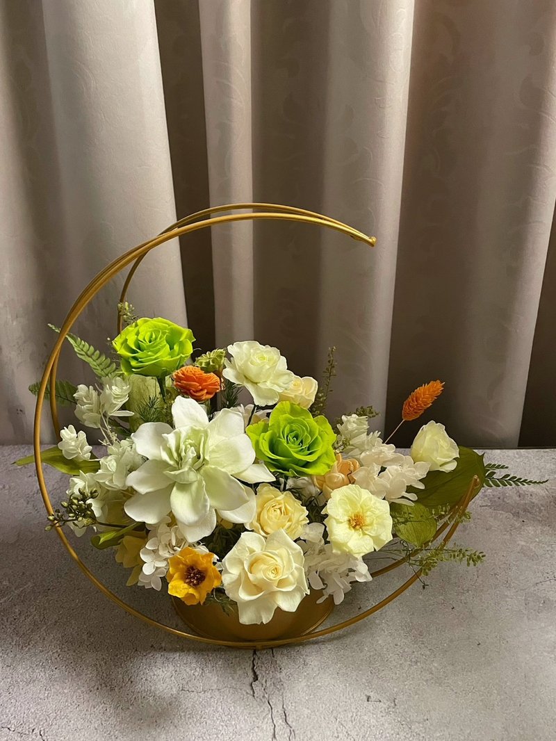 【花诉花艺】暖绿色系列永生桌花/开幕花礼/升迁花礼/祝贺花礼 - 干燥花/捧花 - 植物．花 多色