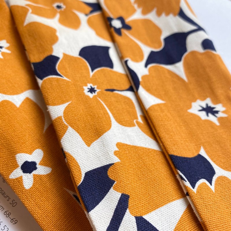 迷人大花 橘黄 软管发带 / 细版 - 发带/发箍 - 棉．麻 橘色