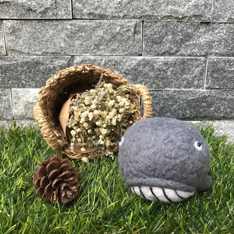 鲸鱼  羊毛毡5寸口金包 - 钥匙链/钥匙包 - 羊毛 蓝色