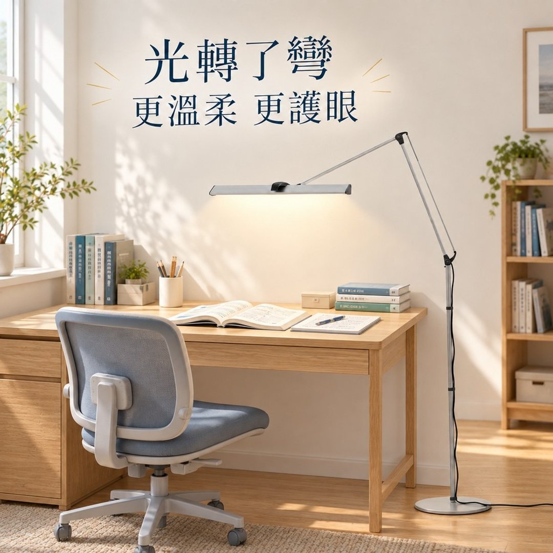 CHECK LED 双臂护眼立灯 - 三段调光 - 间接照明 - 立夹两用 落地灯 立灯 - 灯具/灯饰 - 其他金属 银色