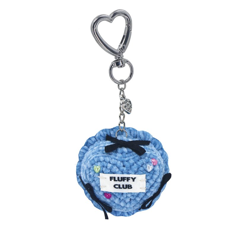 心型爱心迷你蛋糕钥匙圈（天蓝色奶油色） - 钥匙链/钥匙包 - 绣线 蓝色
