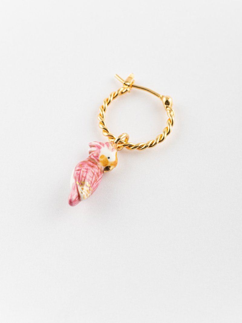 粉红凤头鹦鹉迷你耳环 - 单独贩售 - 耳环/耳夹 - 陶 粉红色