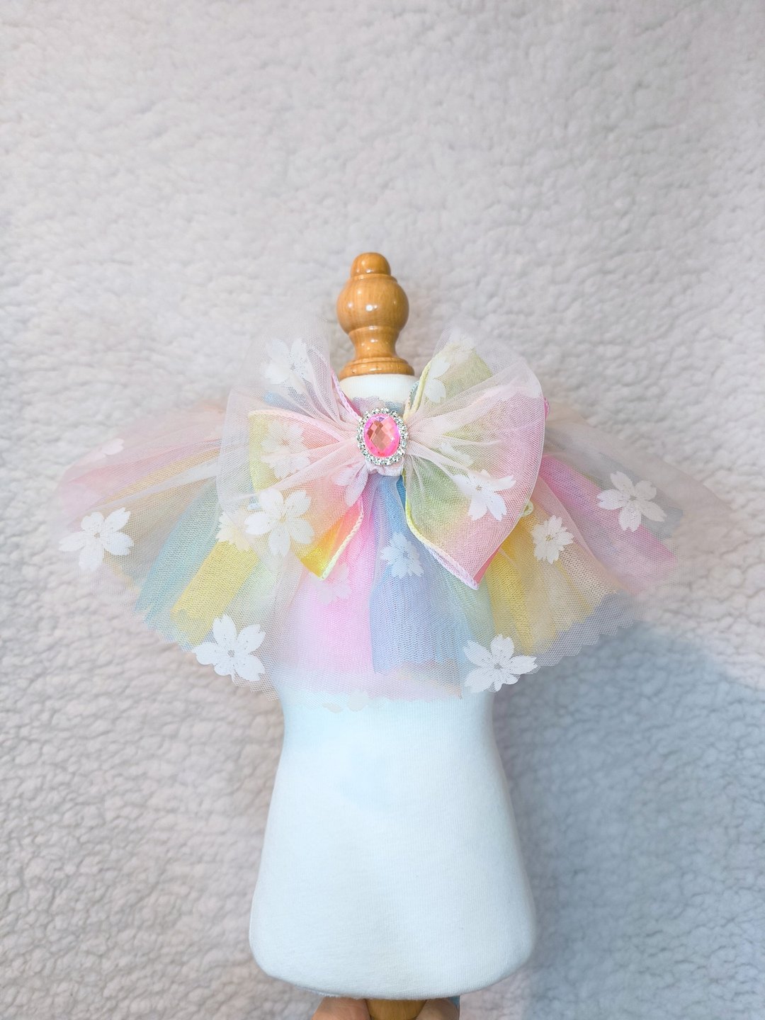 彩色彩虹色 轻薄纱 樱花 sakura 变色 造型颈饰 颈项 collar - 衣/帽 - 棉 粉红色