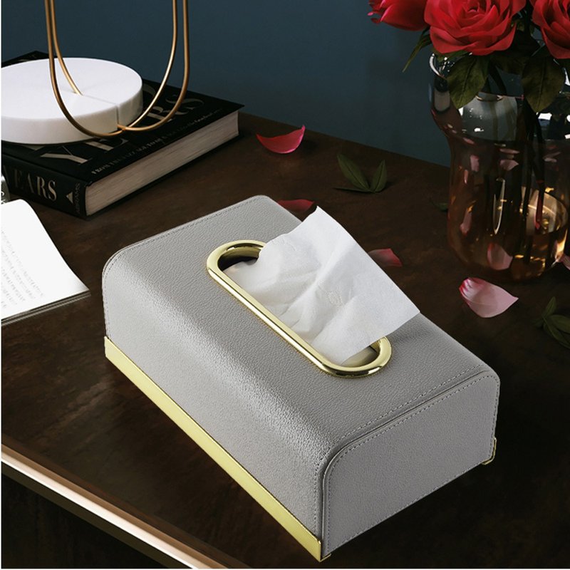 bencross本心本来-皮革长形餐巾纸盒-灰色 - 收纳用品 - 其他金属 银色