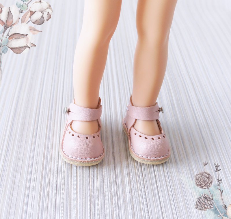 Leather shoes for Paola Reina pale pink color, Handmade shoes for dolls - 玩偶/公仔 - 真皮 粉红色