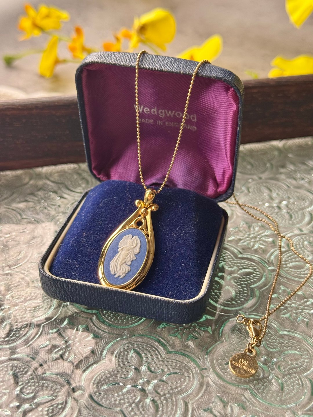 西洋古董珠宝Wedgwood浮雕玉石项链 蓝白玉石颈链 送礼 - 项链 - 其他材质 蓝色