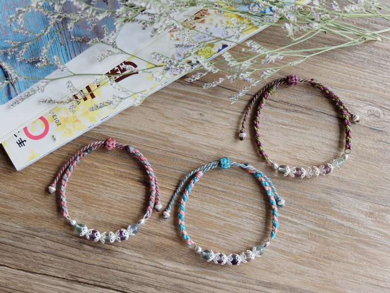 | 智慧之石:萤石 | 天然石x水晶x纯银x蜡线x手环x 定制。好做作 - 手链/手环 - 宝石 多色