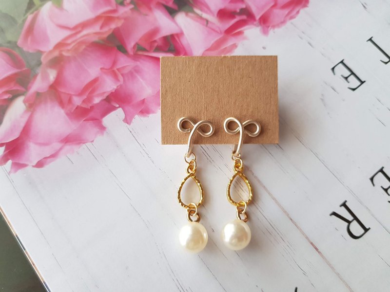 【絮】圆款~无痛耳夹、夹式耳环、耳钩 - 耳环/耳夹 - 其他材质 金色