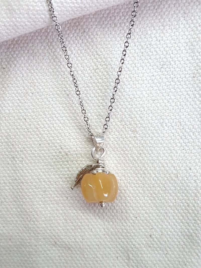 |南瓜| 黄玉。纯银坠子 - 项链 - 纯银 橘色