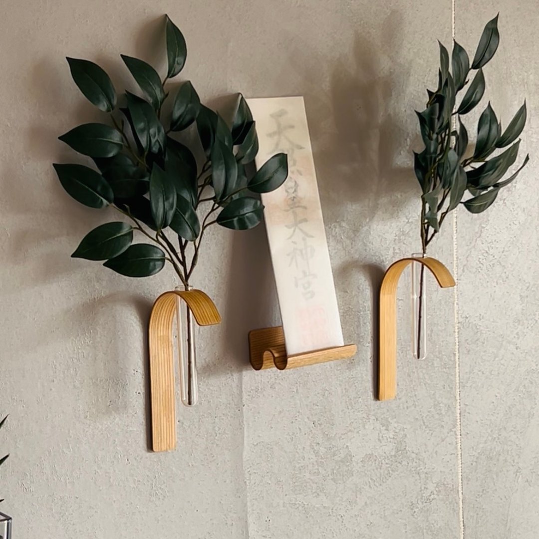 神棚 奉札座 壁挂 现代风格 极简设计 独立式神棚 Minimal Shrine Set - 置物架/篮子 - 木头 咖啡色