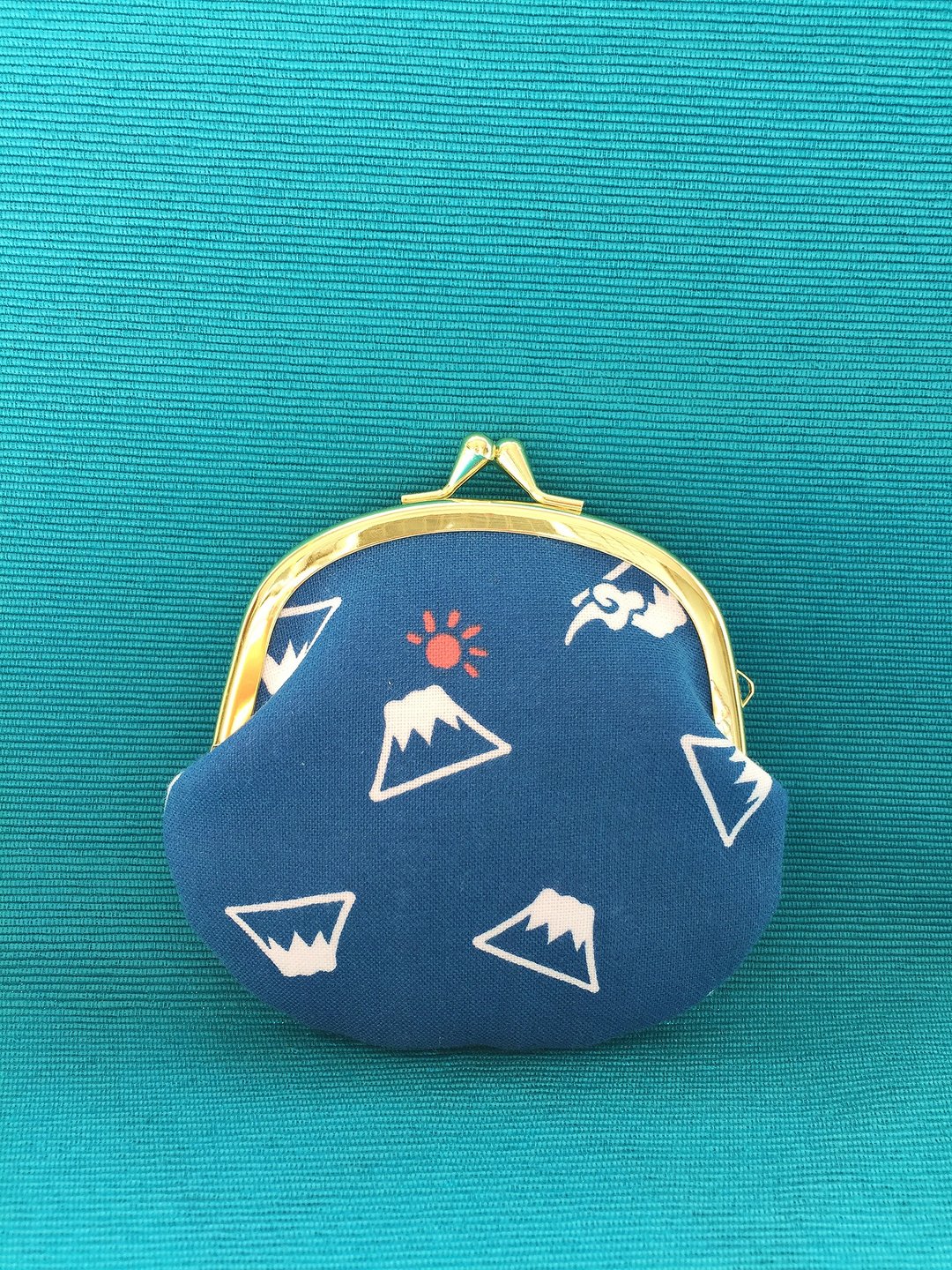朝日富士山口金包 - 皮夹/钱包 - 棉 蓝色
