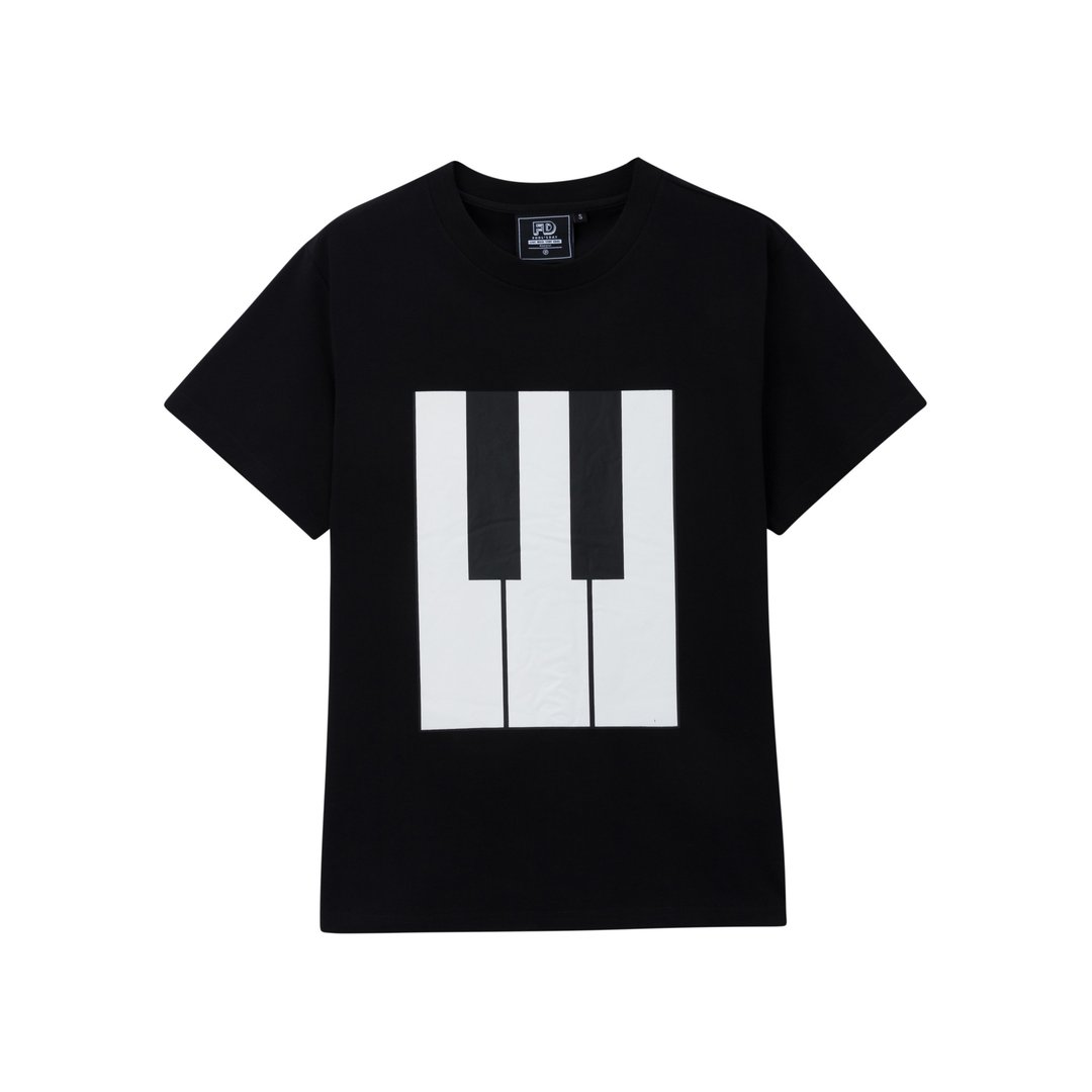 美国Fools Day Piano Tee - 中性连帽卫衣/T 恤 - 棉 黑色