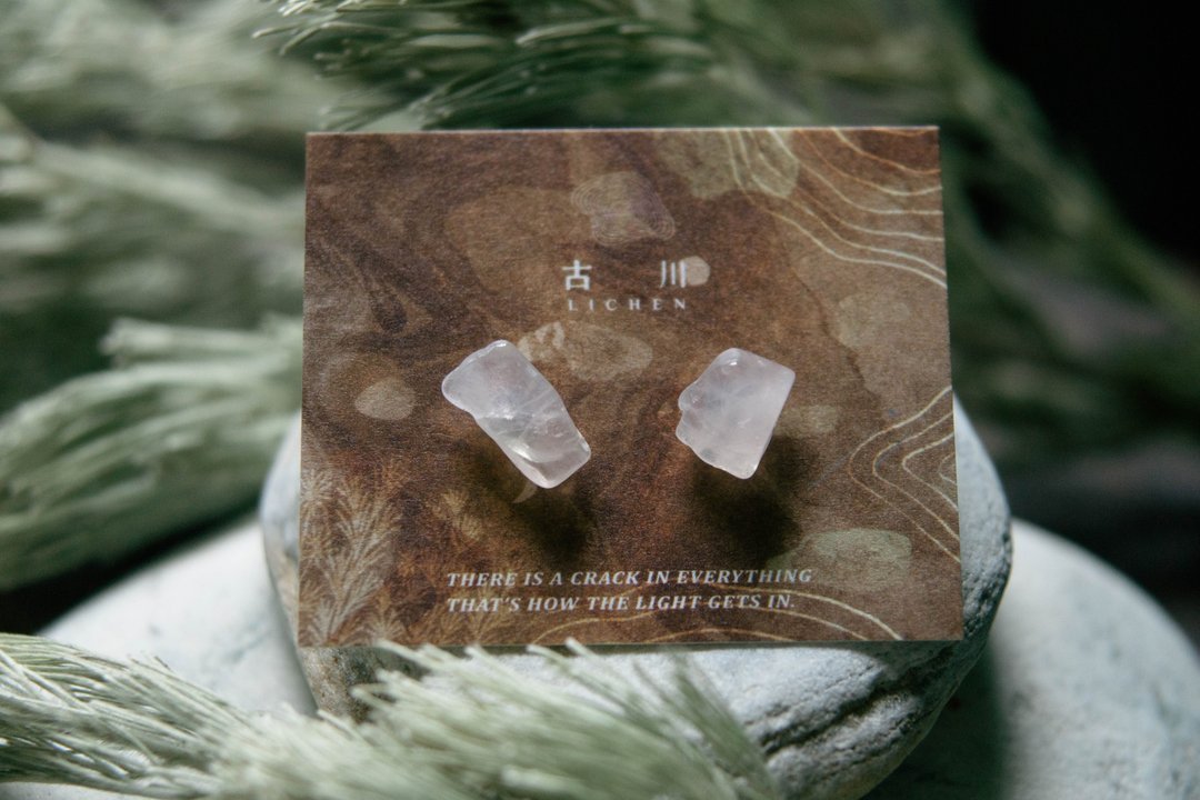CRACK | 矿物系耳环 |  EARRINGS - 耳环/耳夹 - 水晶 粉红色