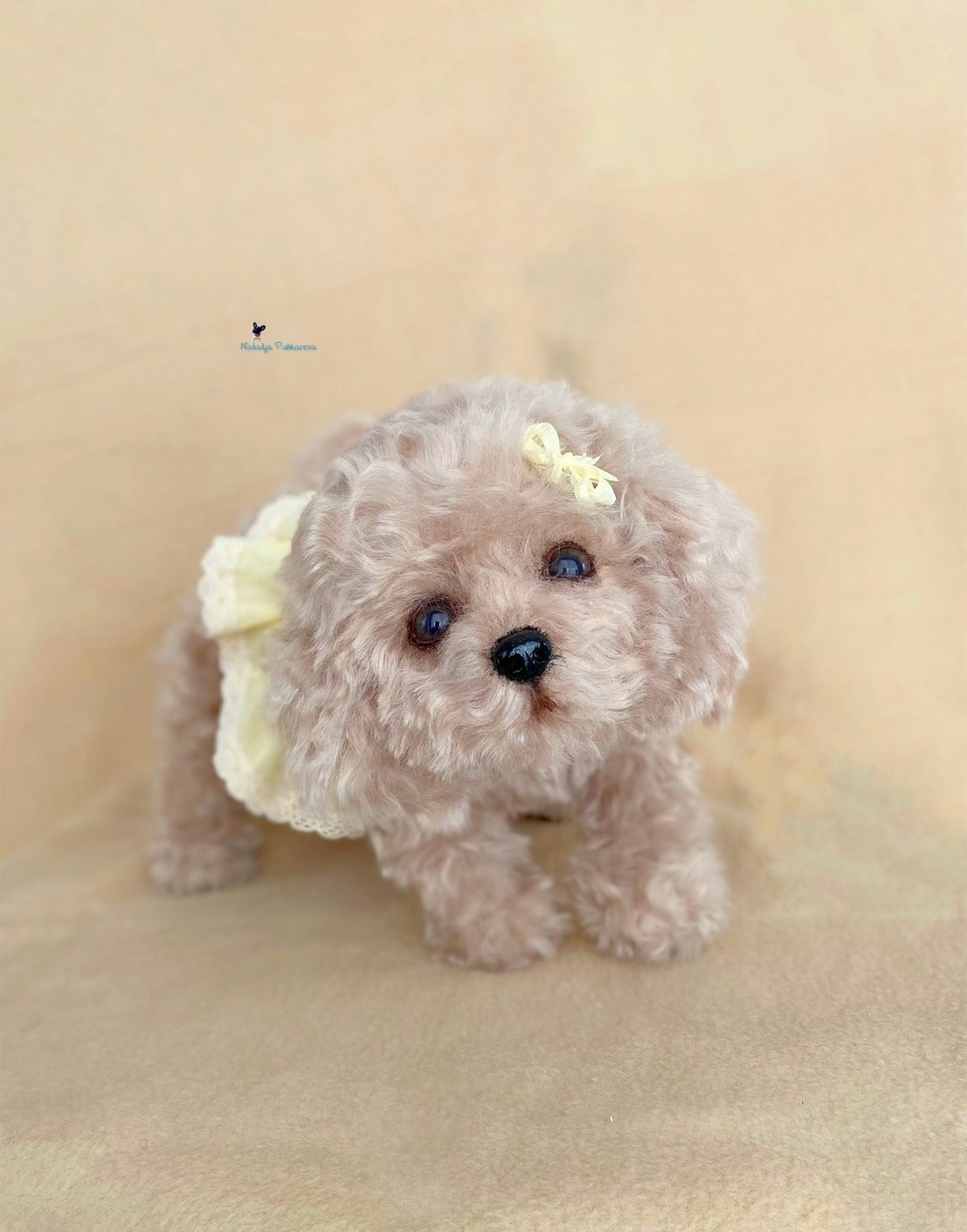 桃子贵宾犬逼真的玩具 - 玩偶/公仔 - 聚酯纤维 银色