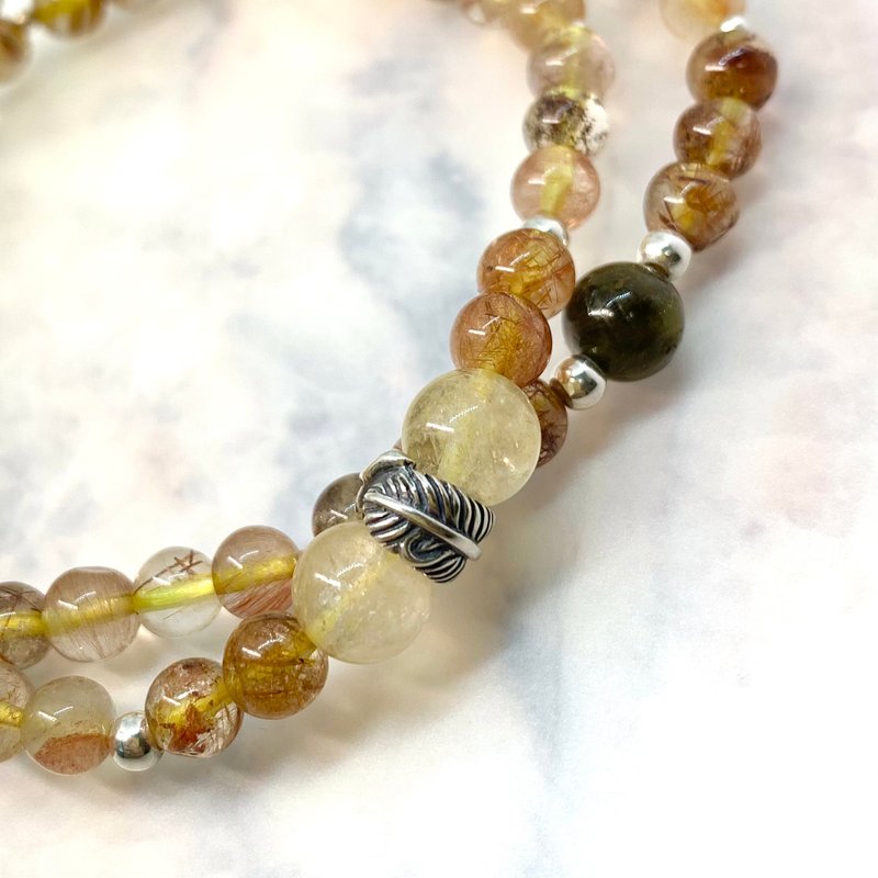 千秋絮 //天然矿石纯银双圈手链 - 手链/手环 - 水晶 橘色