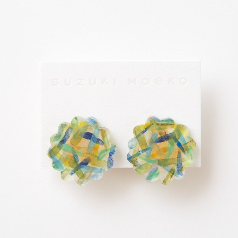 earrings (夾式) - 耳环/耳夹 - 压克力 绿色