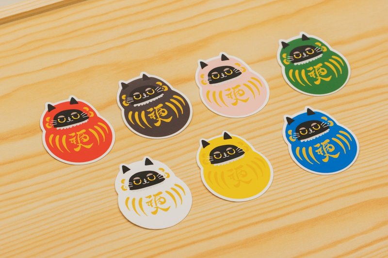 黑猫达摩 雾面防水贴纸(7色) - 贴纸 - 纸 