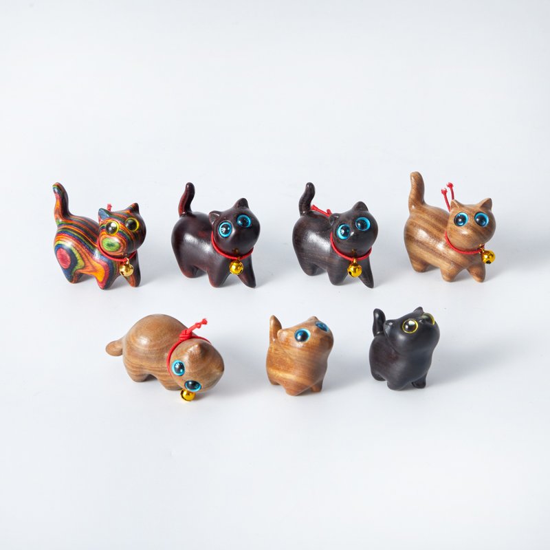 灵眸手雕木猫家族 - 摆饰 - 木头 多色