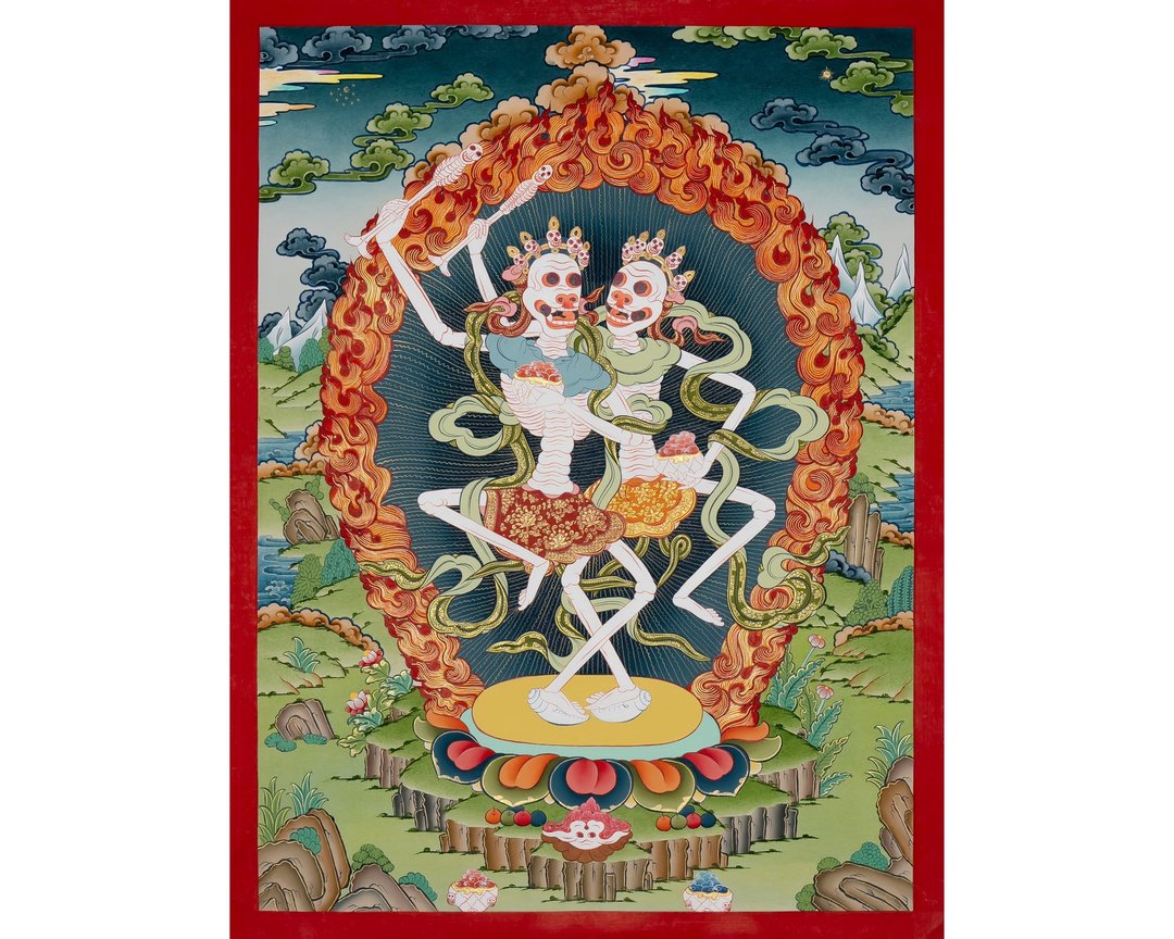 正宗手工艺品 次地那 唐卡绘画  冥想工具与独特 - 墙贴/壁贴 - 其他材质 多色