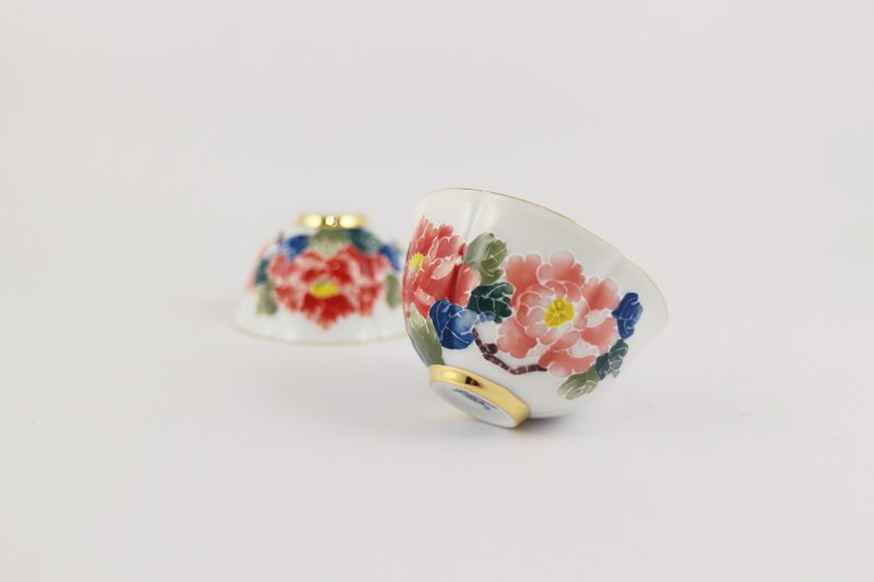 纯手绘茶杯-牡丹对杯(小癸口杯)-红花 - 茶具/茶杯 - 瓷 红色