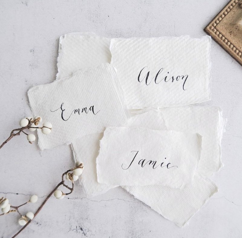 座位卡 婚礼座位卡 手写英文 西洋书法 Placecard Calligraphy - 蘸水笔 - 纸 