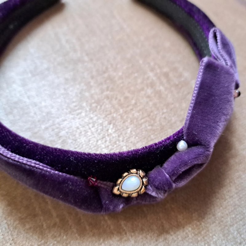 绒布小蝴蝶结发箍 - 发带/发箍 - 其他材质 紫色