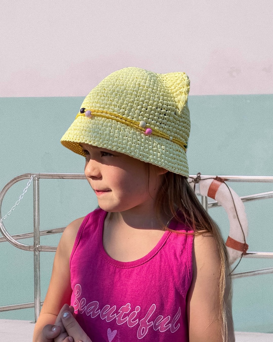 Kids bucket hat with ears crochet pattern PDF digital  and video tutorial - 手工艺教程/工具书 - 其他材质 