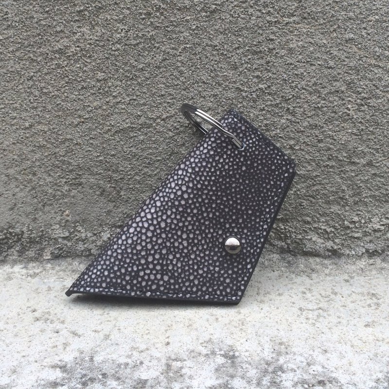 型格石头纹 钥匙包 中性 真皮压纹皮料 - 魔鬼鱼纹 - 其他 - 真皮 黑色