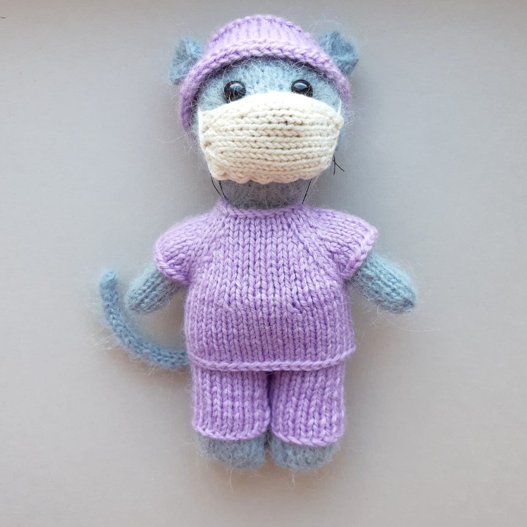 Doctor mouse knitting pattern. Amigurumi toy tutorial. - 编织/刺绣/羊毛毡/裁缝 - 其他材质 