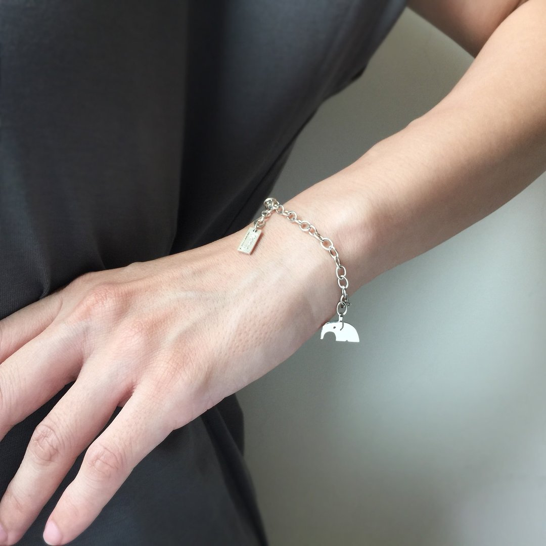 elephant bracelet_大象手链 | 925银 限量 伴娘礼 谢礼 - 手链/手环 - 银 银色