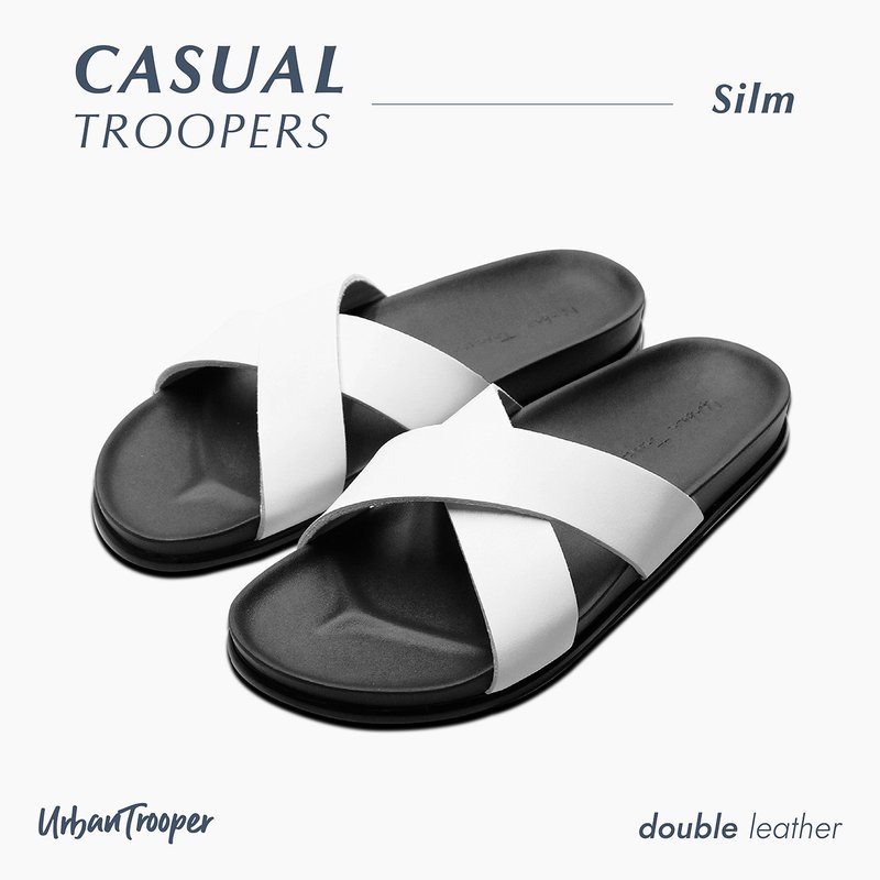 Urban Trooper, Casual Troopers Leather, Color : Off white - 拖鞋 - 真皮 白色
